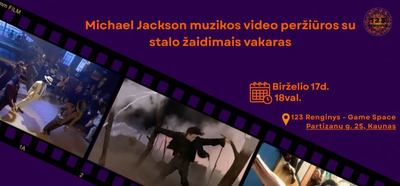 Michael Jackson muzikinių klipų peržiūra su stalo žaidimais